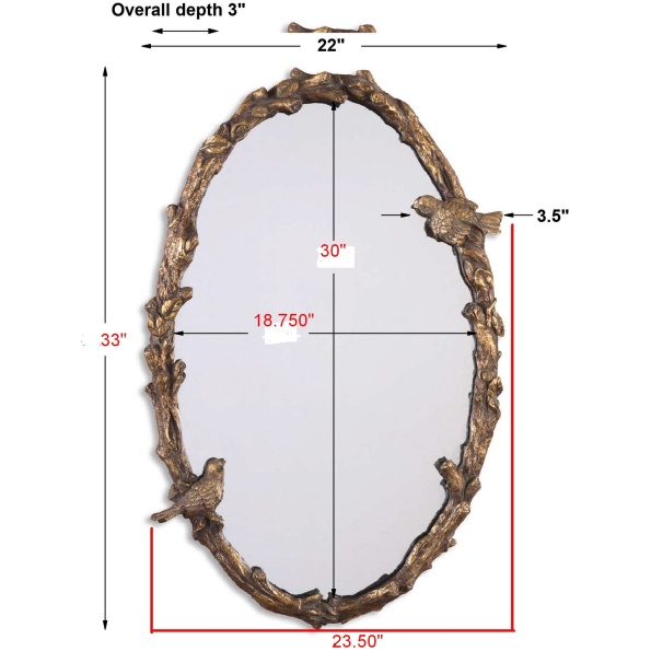 Paza Oval Vine Gold Mirror