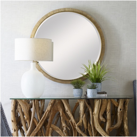 Uttermost Paradise Round Rattan Mirror