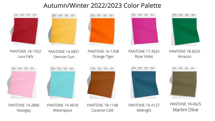 Pantones 2022 2023 Autumn Winter Palette Has Arrived Pantone Autumn Winter Color Palette