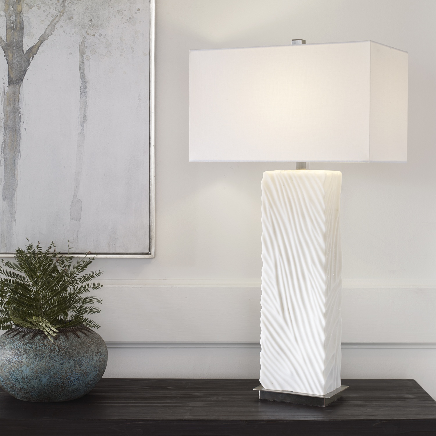 Pillar-White Marble Table Lamp