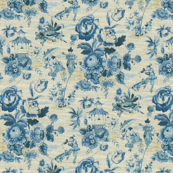 Pk-Pravel/Delft - Prints Fabric Suitable For Drapery
