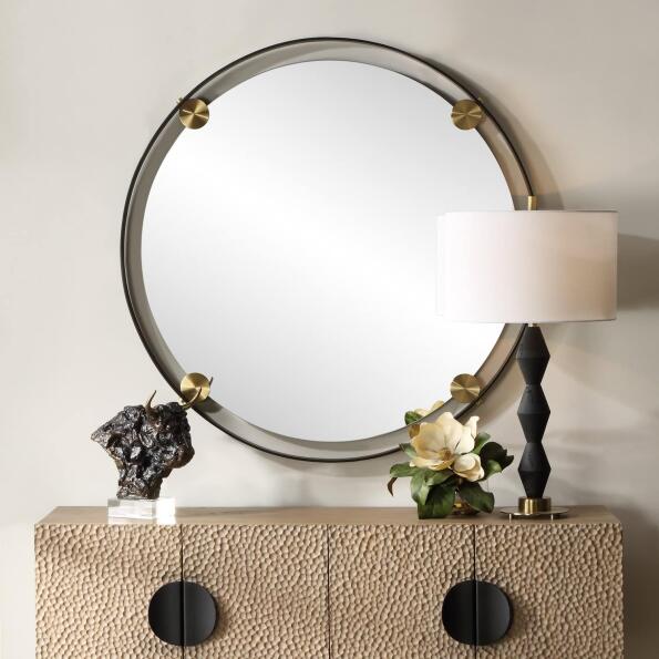 Uttermost Radius Round Bronze Iron Mirror
