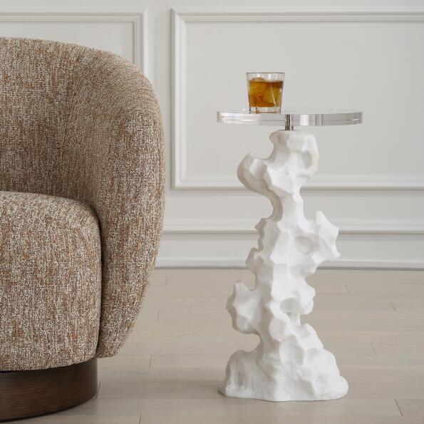Uttermost Remnant White Stone Drink Table