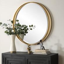 Rhodes-Gold Round Mirror