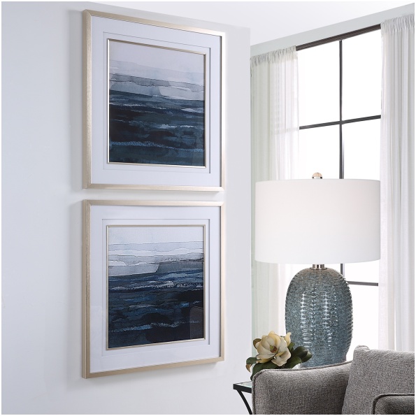 Rising Blue Abstract Framed Prints