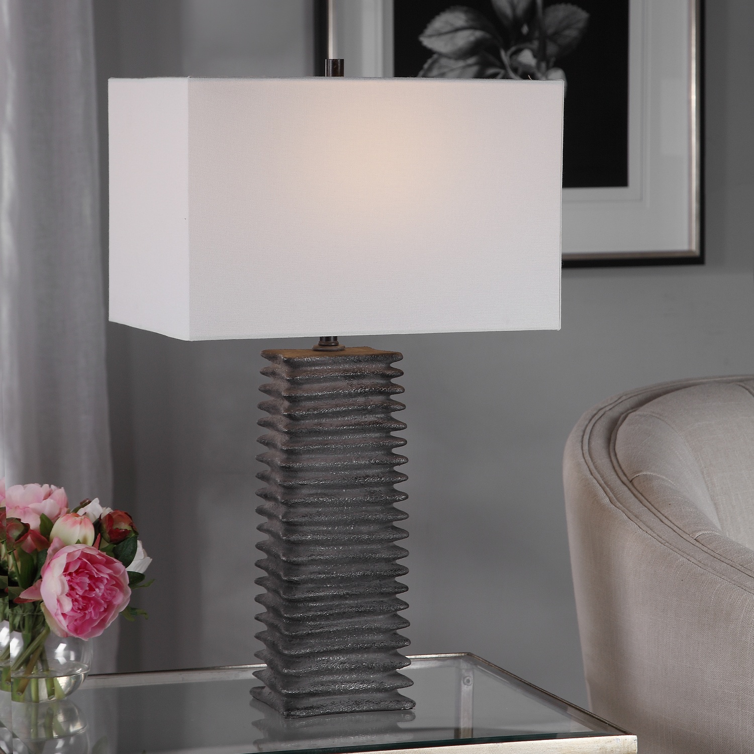 Sanderson-Metallic Charcoal Table Lamp