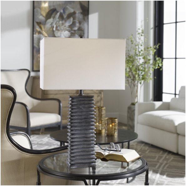 Uttermost Sanderson Metallic Charcoal Table Lamp