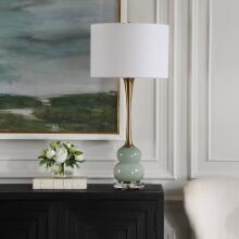 Sanctuary-Green Gray Glass Table Lamp