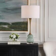 Sanctuary-Green Gray Glass Table Lamp