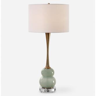 Sanctuary-Green Gray Glass Table Lamp
