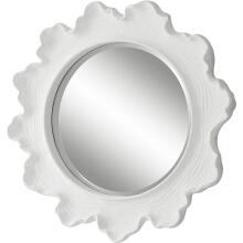 Sea Coral-White Round Mirror