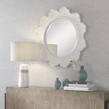 Sea Coral-White Round Mirror