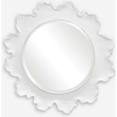 Sea Coral-White Round Mirror