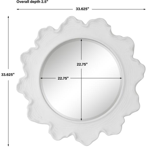 Sea Coral White Round Mirror