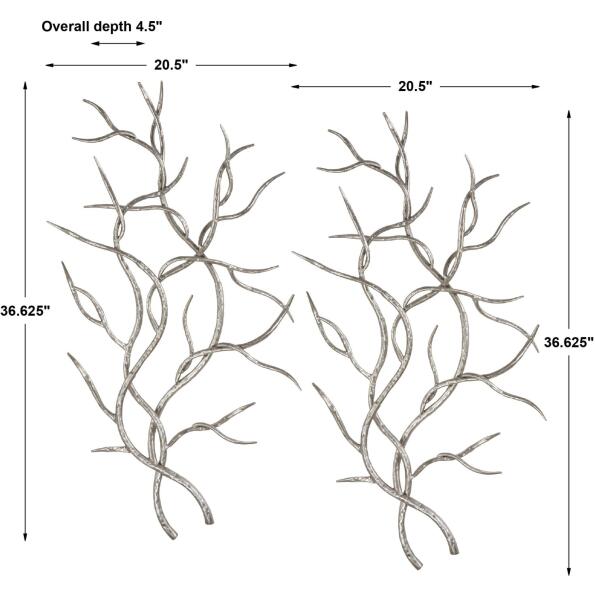 Silver Branches Wall Art S/2