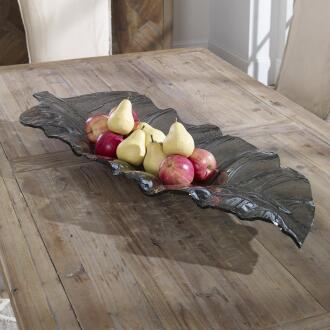 Uttermost Smoked Leaf Glass Tray