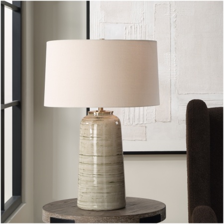 Uttermost Strata Tan Glaze Table Lamp