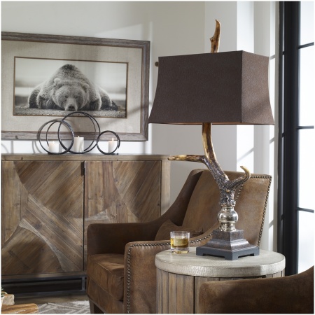 Uttermost Stag Horn Dark Shade Table Lamp