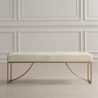 Uttermost Swale Ivory Leather Bench