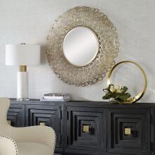 Swirl-Round Gold Mirror