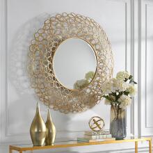 Swirl-Round Gold Mirror