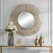 Swirl-Round Gold Mirror