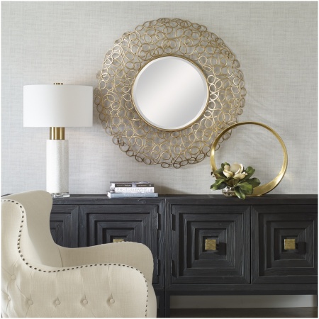 Uttermost Swirl Round Gold Mirror