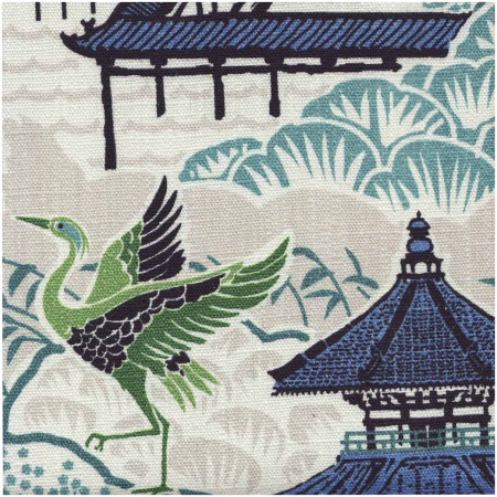 SW-PAGODA/BLUE - Prints Fabric Suitable For Drapery