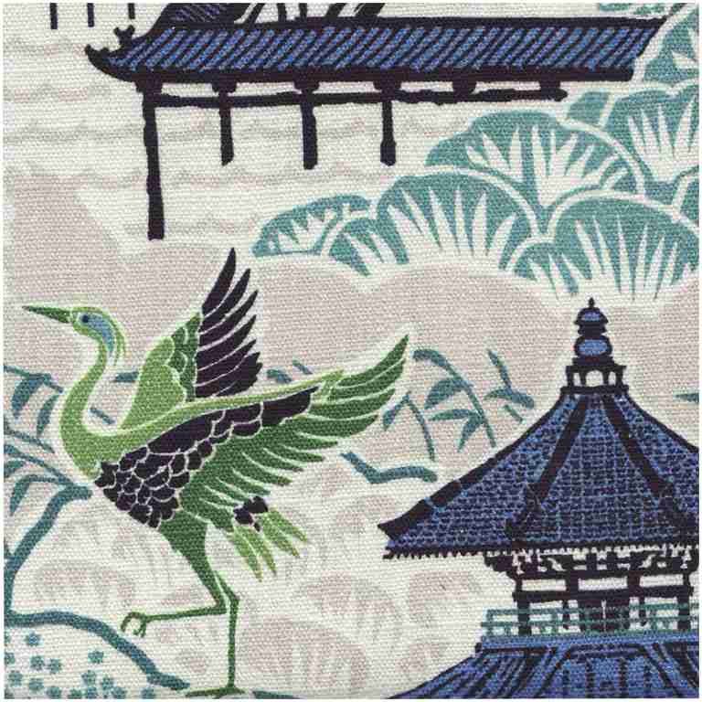 Sw-Pagoda/Blue - Prints Fabric Suitable For Drapery