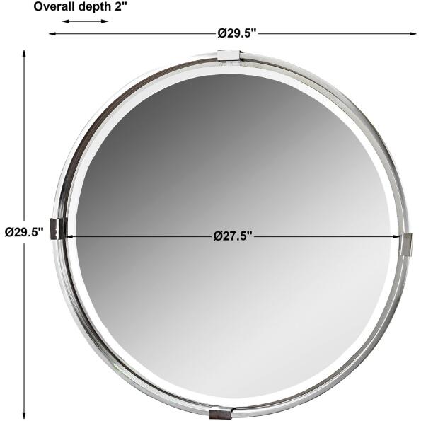 Tazlina Brushed Nickel Round Mirror