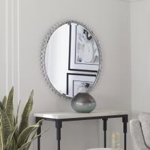 Taza-Aged White Round Mirror