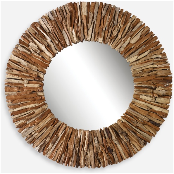 Teak Branch-Natural Wooden Round Mirror