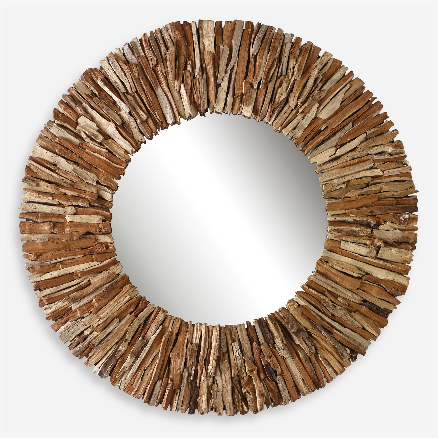 Teak Branch-Natural Wooden Round Mirror