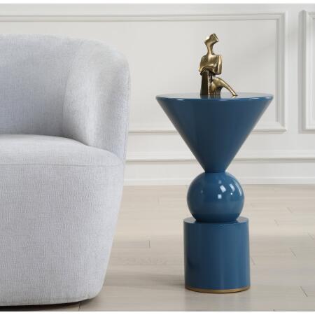 Uttermost Trig Blue Accent Table