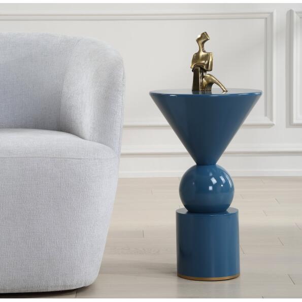 Uttermost Trig Blue Accent Table