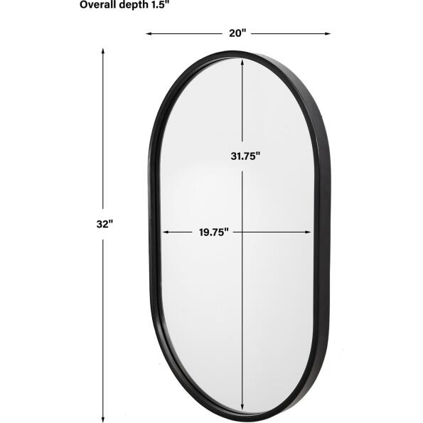 Varina Minimalist Black Oval Mirror