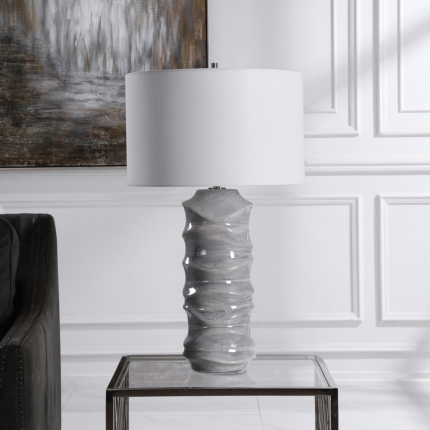 Waves-Blue & White Table Lamp