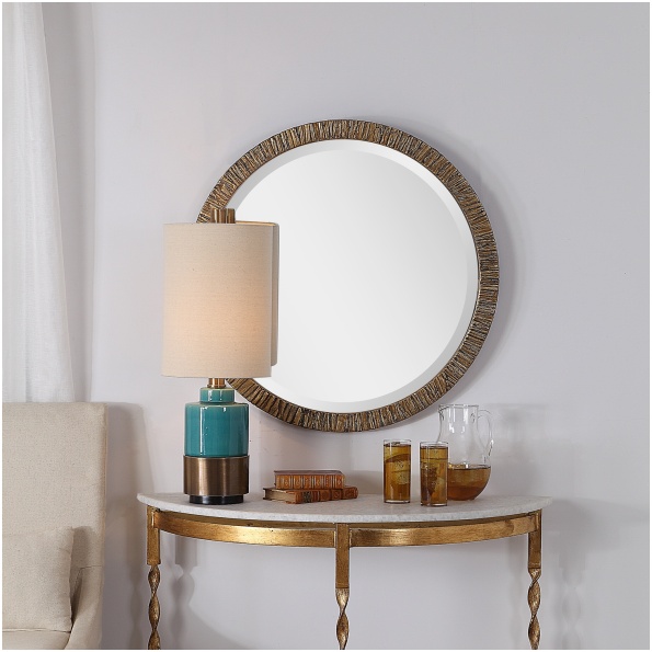 Uttermost Wayde Gold Bark Round Mirror