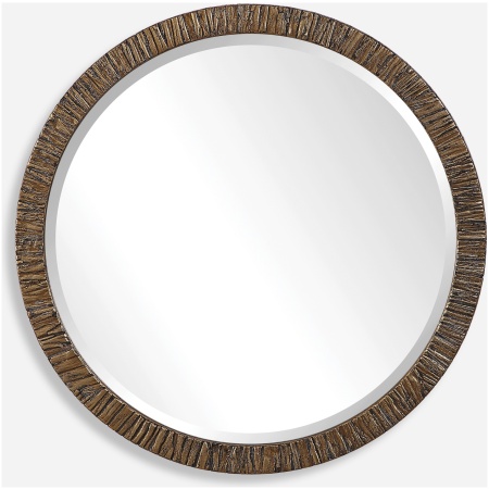 Wayde-Gold Bark Round Mirror