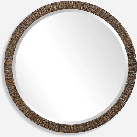 Wayde-Gold Bark Round Mirror