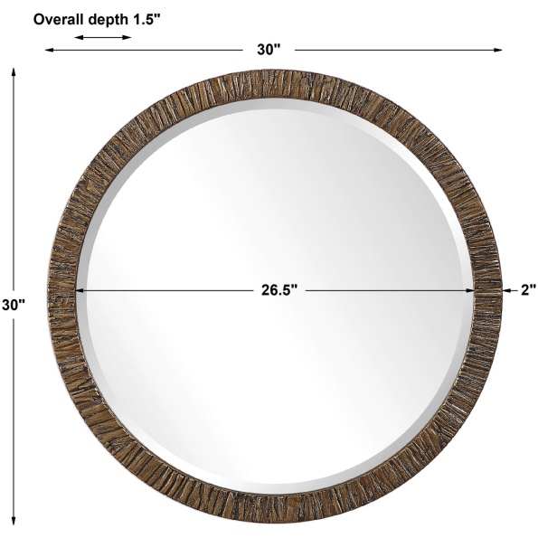 Wayde Gold Bark Round Mirror