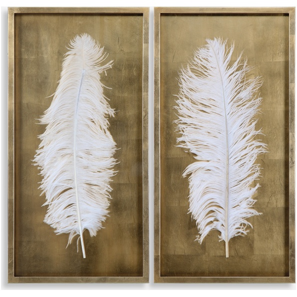 White Feathers-Shadow Box / Wall Art