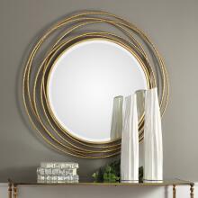 Whirlwind-Gold Round Mirror