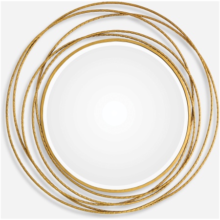 Whirlwind-Gold Round Mirror