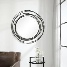 Whirlwind-Black Iron Round Mirror