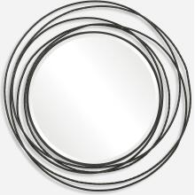 Whirlwind-Black Iron Round Mirror